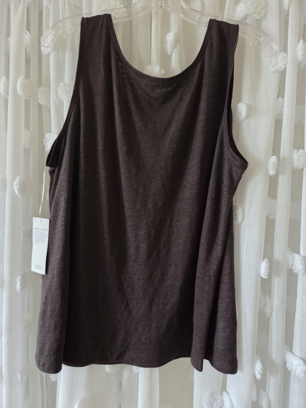Eileen Fisher Linen Espresso Scoop Neck Tank Top - Picture 2 of 7